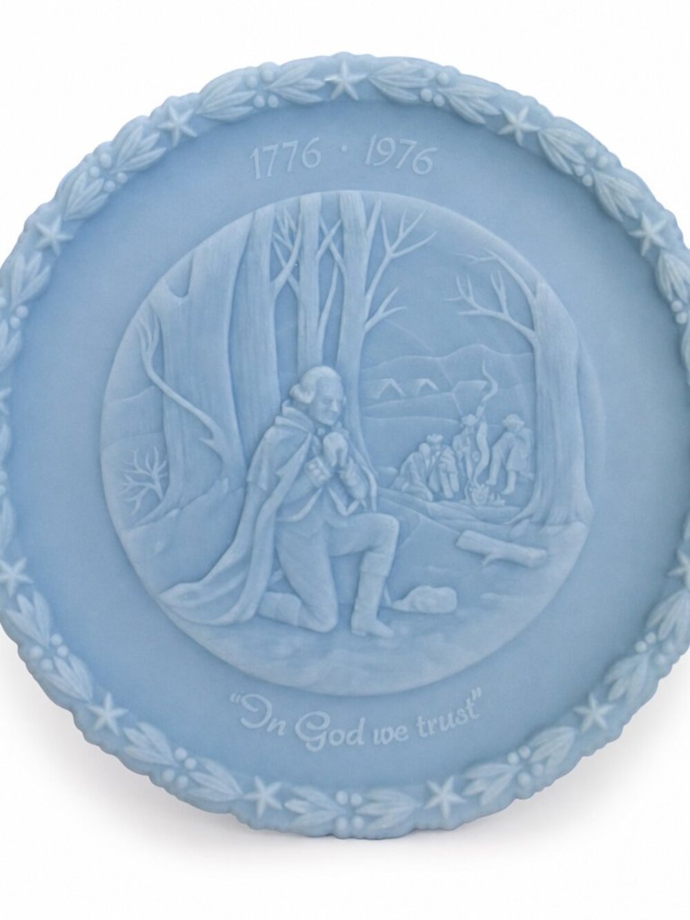 Vintage Fenton Powder Blue Liberty Plate | 1976 Bicentennial NIB
